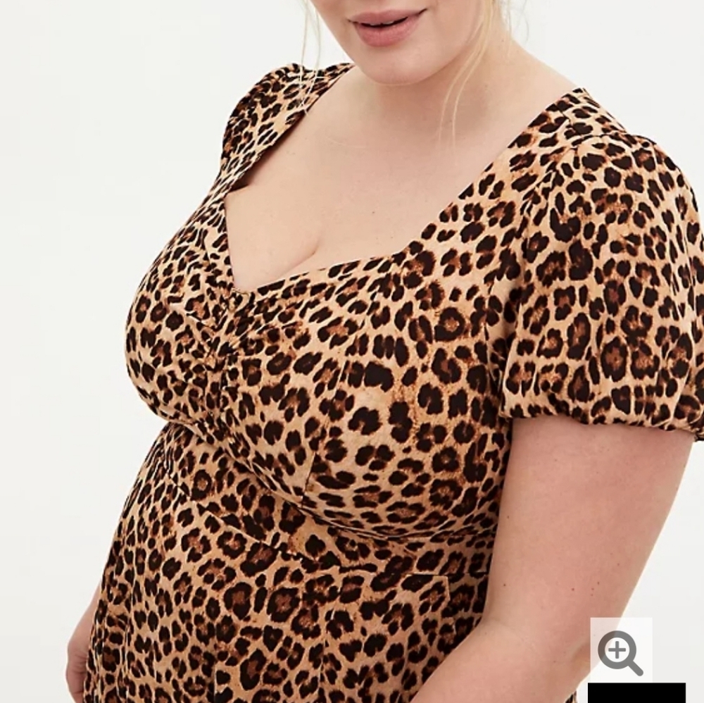 NWT Torrid Leopard Stretch Challis Skater Midi Dress Size 1x 14/16 - Picture 3 of 16